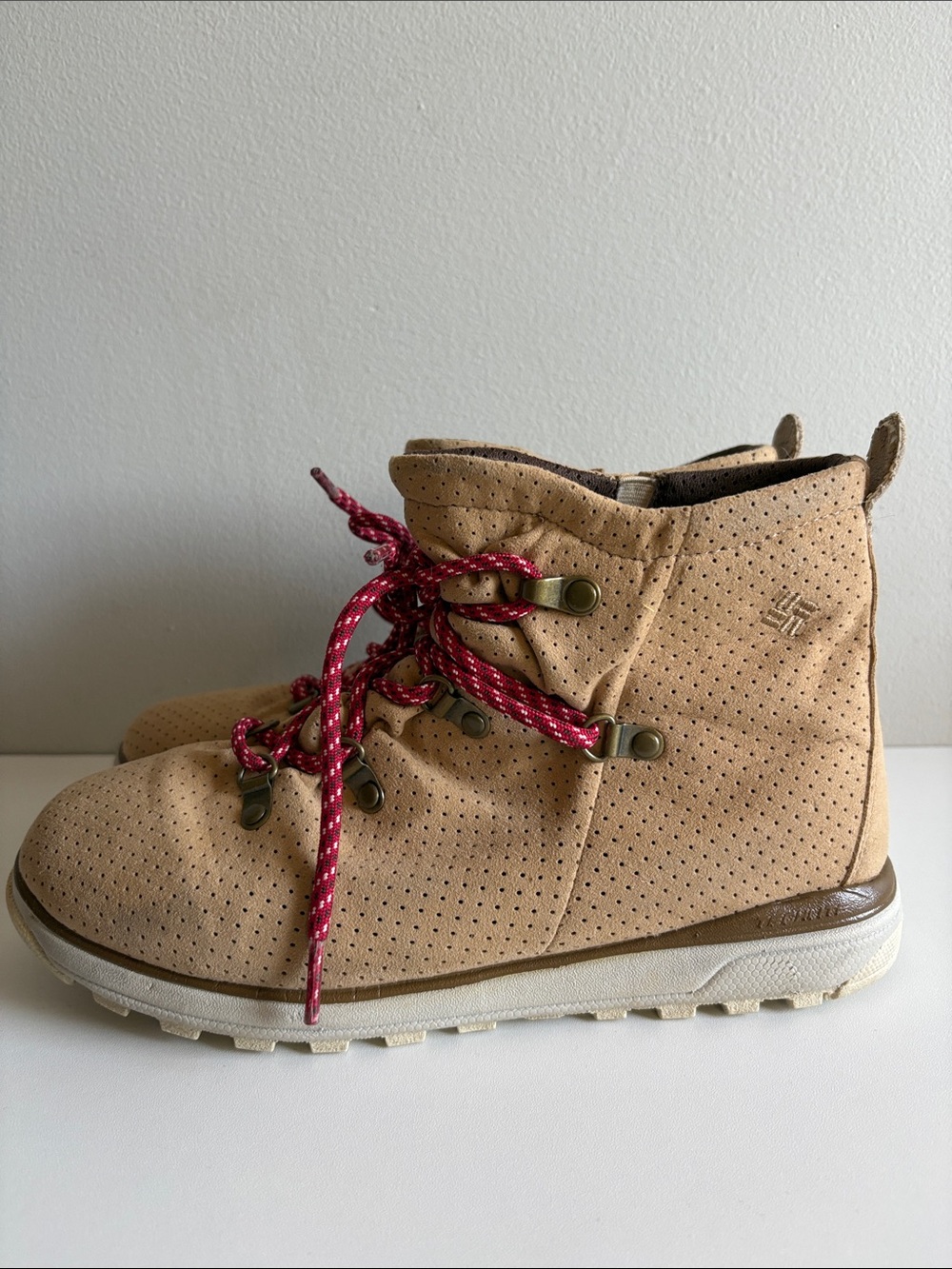 Columbia Transit Mid Suede Hiking Boots Tan Pink Lace Women’s 6‎